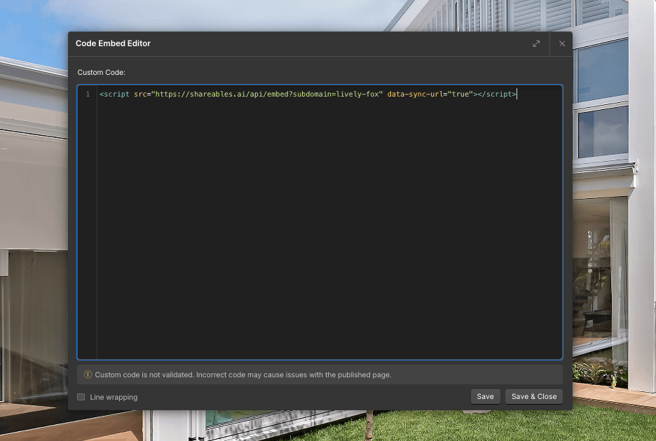 Webflow Embed element