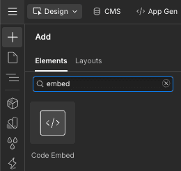 Webflow Embed element