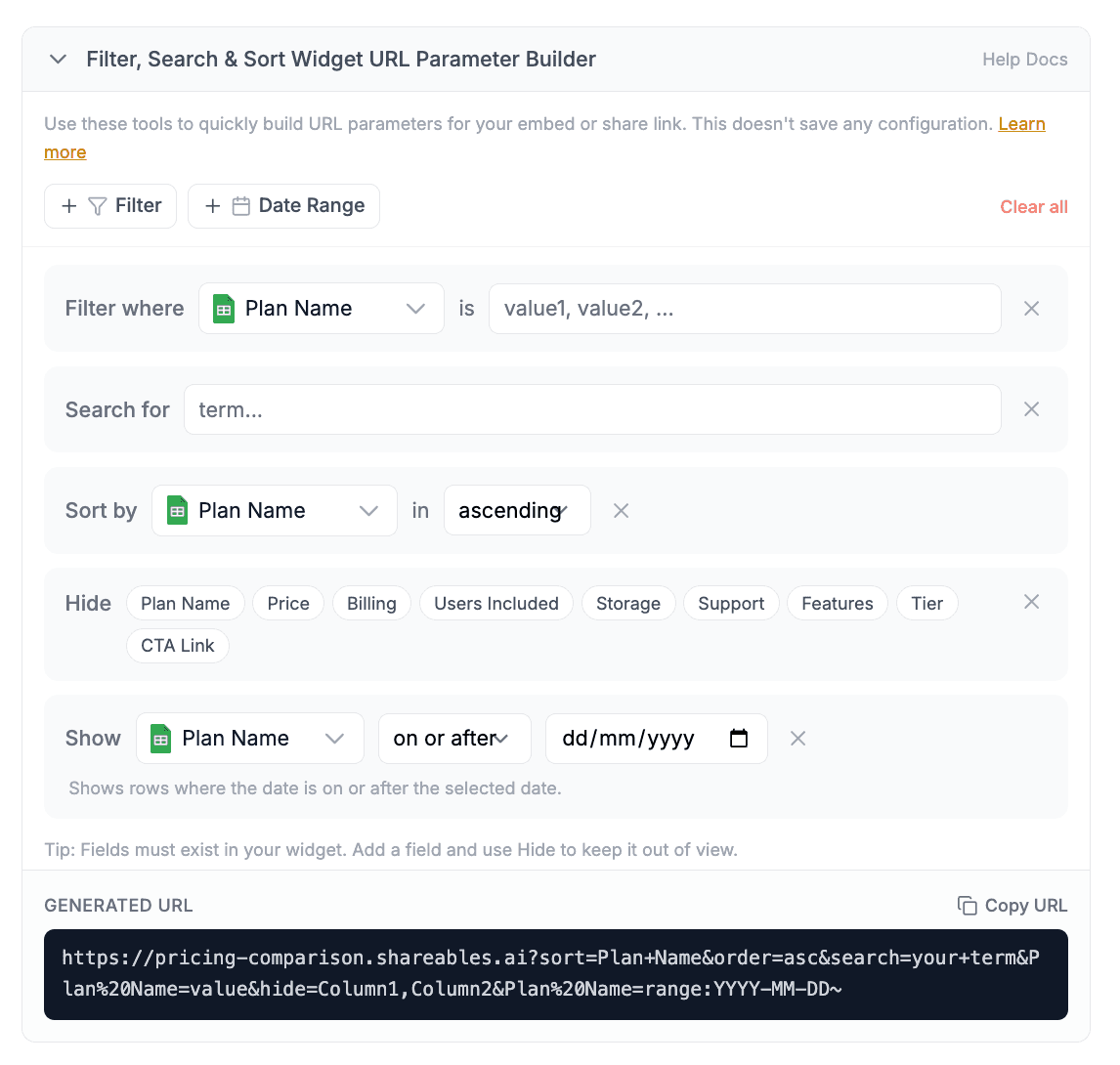 URL Parameter Builder